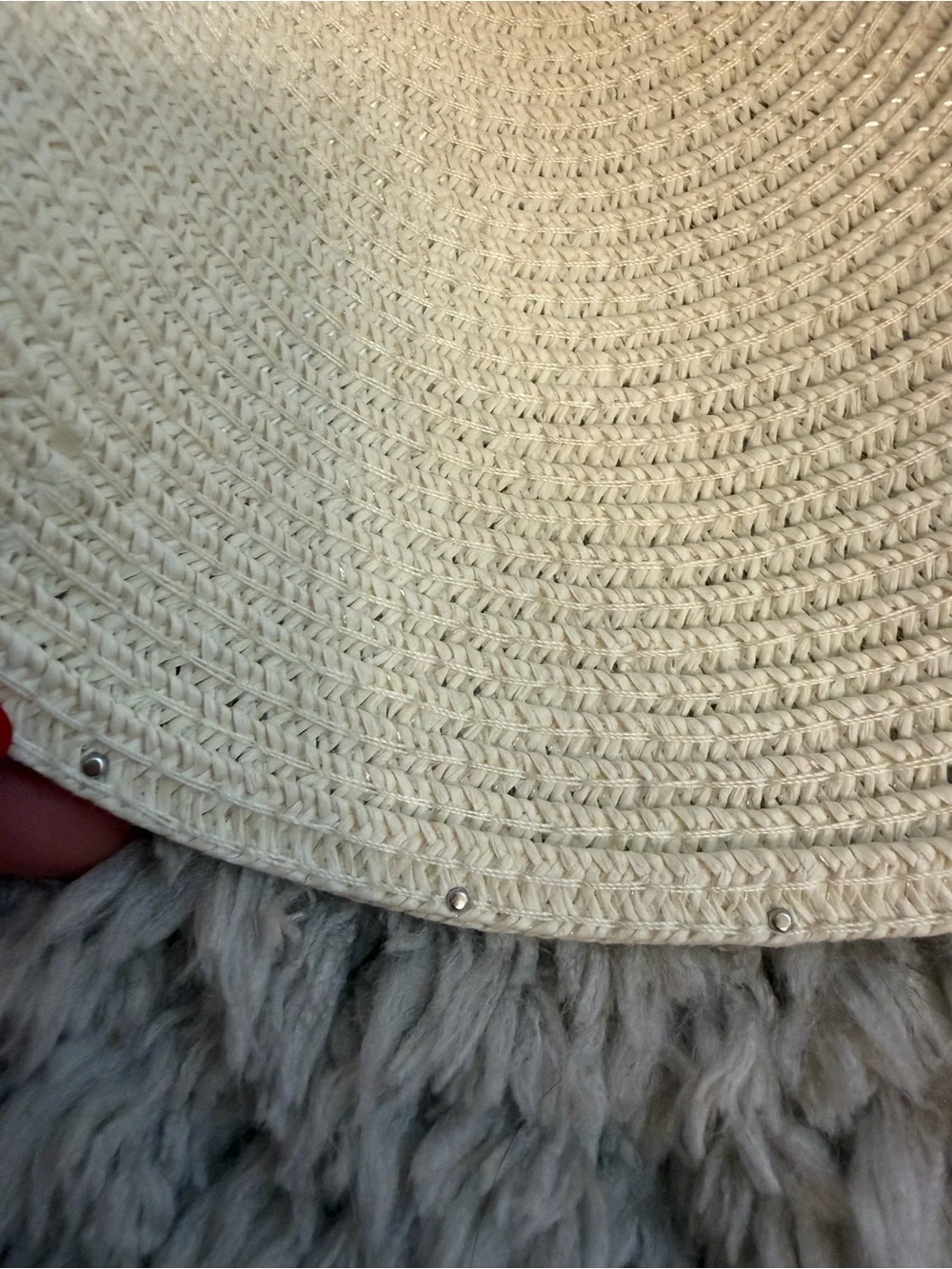 High quality Pearl-Embellished Straw Visor Hat - Cream